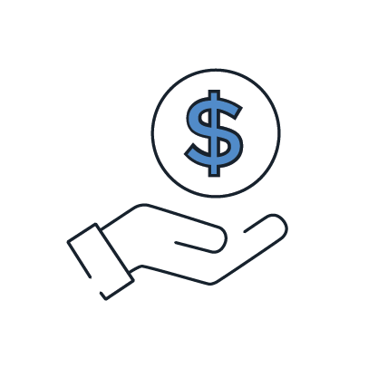 Hand with money symbol above