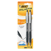 Bic Atlantis Ball Pen 2Pk Black