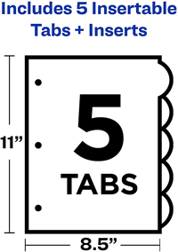 AVERY 5-TAB INSERTABLE STYLE EDGE TAB PLASTIC DIVIDERS, LETTER CLEAR