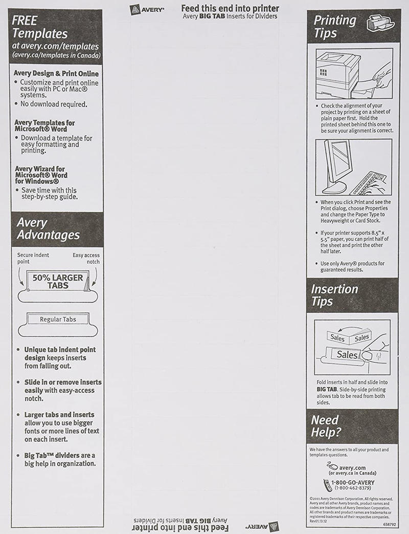Divider tab template for word lsaff