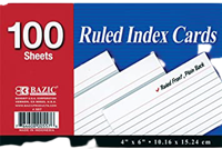 Bazic 100 Ct. 4" X 6" Ruled White Index Cards