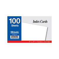 Bazic 100 Ct. 3" X 5" Unruled White Index Cards
