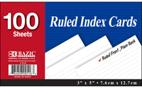 Bazic 100 Ct. 3" X 5" Ruled White Index Cards