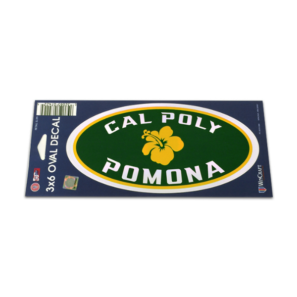 Decal Oval Cal Poly Pomona W/ Hibiscus Green