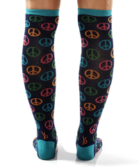 *CLOSE OUT: WOMEN'S KNEE HIGH SOCKS MULTI-COLOR PEACE SIGN