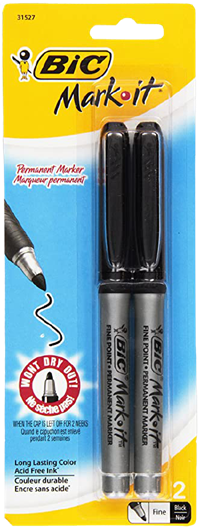 Bic Grip Perm Marker Fine Black 2 PK