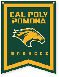 Banner 18" X 24" Cal Poly Pomona W/Horse Head Reversed Arrow Shapped Bottom