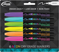 Board Dudes Dry Erase Marker Neon 6 PK