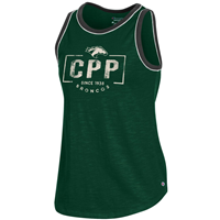 Ladies Tank Arched Broncos Over CPP In Frame Dark Green