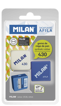 Milan Afila Sharpener & 1 Eraser (430) Carded