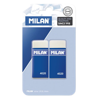 Milan 4020 Rectangular Sleeved Synthetic Rubber Eraser 2P Se
