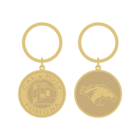 Keychain Round Stable 2-D 2 Sided Shiny Gold