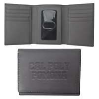 Wallet Tri-Fold Leather Block Gunmetal