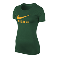 Ladies Nike Tee S/S Legend Swoosh Over Broncos Gorge Green