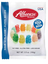 Albanese 12 Flavor Sour Gummi Bears 3.5 Oz Bag