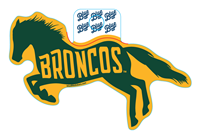 Decal Galloping Horse W/Bronco Text