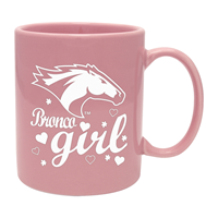 *Close Out: Mug Dorchester Bronco Head Bronco Girl Pink 11 Oz