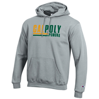 HOOD POWERBLEND TWO COLOR CAL POLY LINES OVER POMONA HEATHER GREY