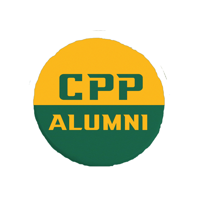 Alumni Button 2 1/4 "Cpp Alumni" Green/Gold (SKU 126280251442)