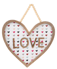 Love Heart Wall Decor W/Beaded Hanger