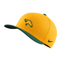  Nike Cap Swoosh Flex Bronco Head Ovr CPP Two Tone Gold W/Green Visor