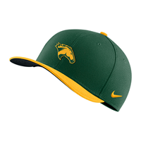  Nike Cap Swoosh Flex Bronco Head Ovr CPP Two Tone Green W/Gold Visor