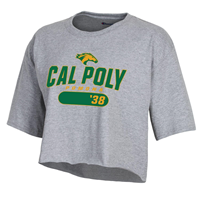 Ladies Tee BF Crop Cal Poly Over Pill 38 Oxford