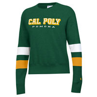 Ladies Crew MTO Super Fan Blocked Sleeve Dark Green C Gold