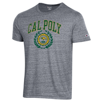 Tee S/S Cal Poly Arched Above Bronco Head In Laurel Seal