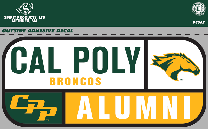 Alumni Decal Cal Poly Broncos Horse Head CPP 5.81 X 2.58 (SKU 126430971442)