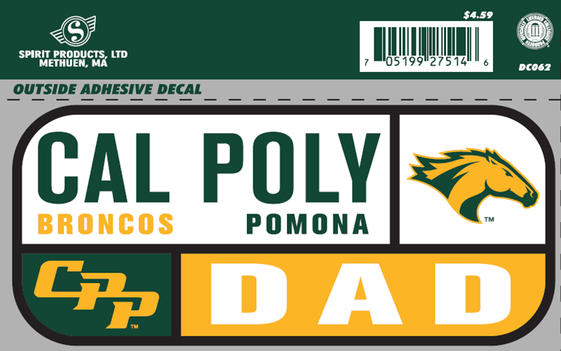 Dad Decal Cal Poly Broncos Horse Head CPP 5.81 X 2.58 (SKU 126431031439)
