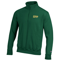 1/4 Zip Powerblend W/O Pockets CPP With Cal Poly Pomona Dark Green