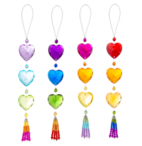 9.25" Rainbow Heart Tassel Ornaments