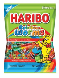 Haribo Rainbow Worms 5 Oz Bag