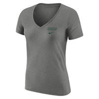 Nike Women's Tee V Neck Dri-Fit Ss Left Chest Cotton Grey Heather