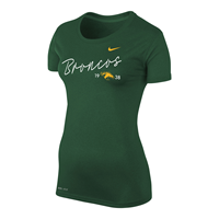  **30% Off Sale: Ladies Nike Tee Legend Ss Bronco Script Over 1938 & Head Gorge Green