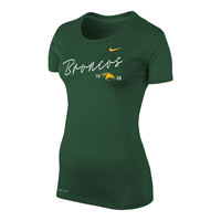 Ladies Nike Tee Legend Ss Bronco Script Over 1938 & Head Gorge Green