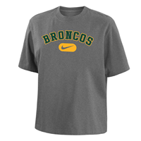 Ladies Nike Boxy Tee Bronocs Over Pillw/Swoosh Dark Heather