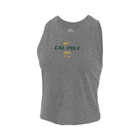 Ladies Nike Tank Crop Swoosh Over Cal Poly Dark Heather