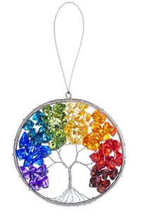 3.75" Rainbow Tree Of Life Ornament
