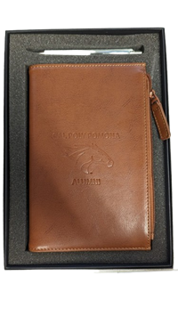 Alumni Leather Imprint Stationary Gift Set W/Pen Brown