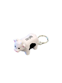 *New Item: Keychain Cow Stress Ball W/Cow Poly Imprint White/Black