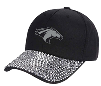 Cap Bling Horse Head W/ Back CPP Adjustable Clasp Black