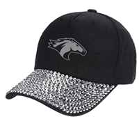  Cap Bling Horse Head W/ Back CPP Adjustable Clasp Black