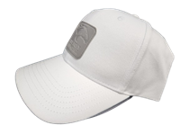 CAP STRUCTURED WHITE CHINO TWILL FAUX LTHR PATCH WHITE