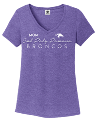 *New Item: Mom Tee Vneck Script Ovr Broncos Purple