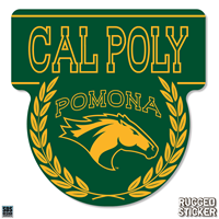 Decal 3.5" Cal Poly Pomona Horse Head W/ Leaves Stacked Rugged