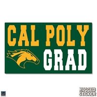 Decal 3.5" Green Rectangle W/ Cal Poly Grad Rugged