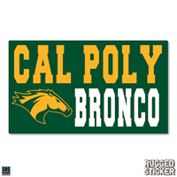 Decal 3.5" Green Rectangle W/ Cal Poly Bronco Head Rugged