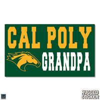 Decal 3.5" Green Rectangle W/ Cal Poly Grandpa Rugged